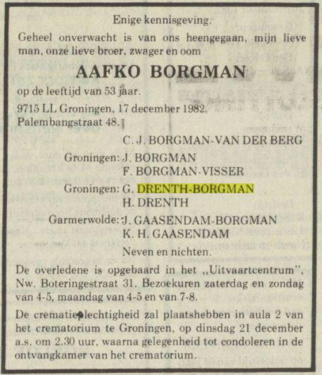 aafko borgman in 1982.